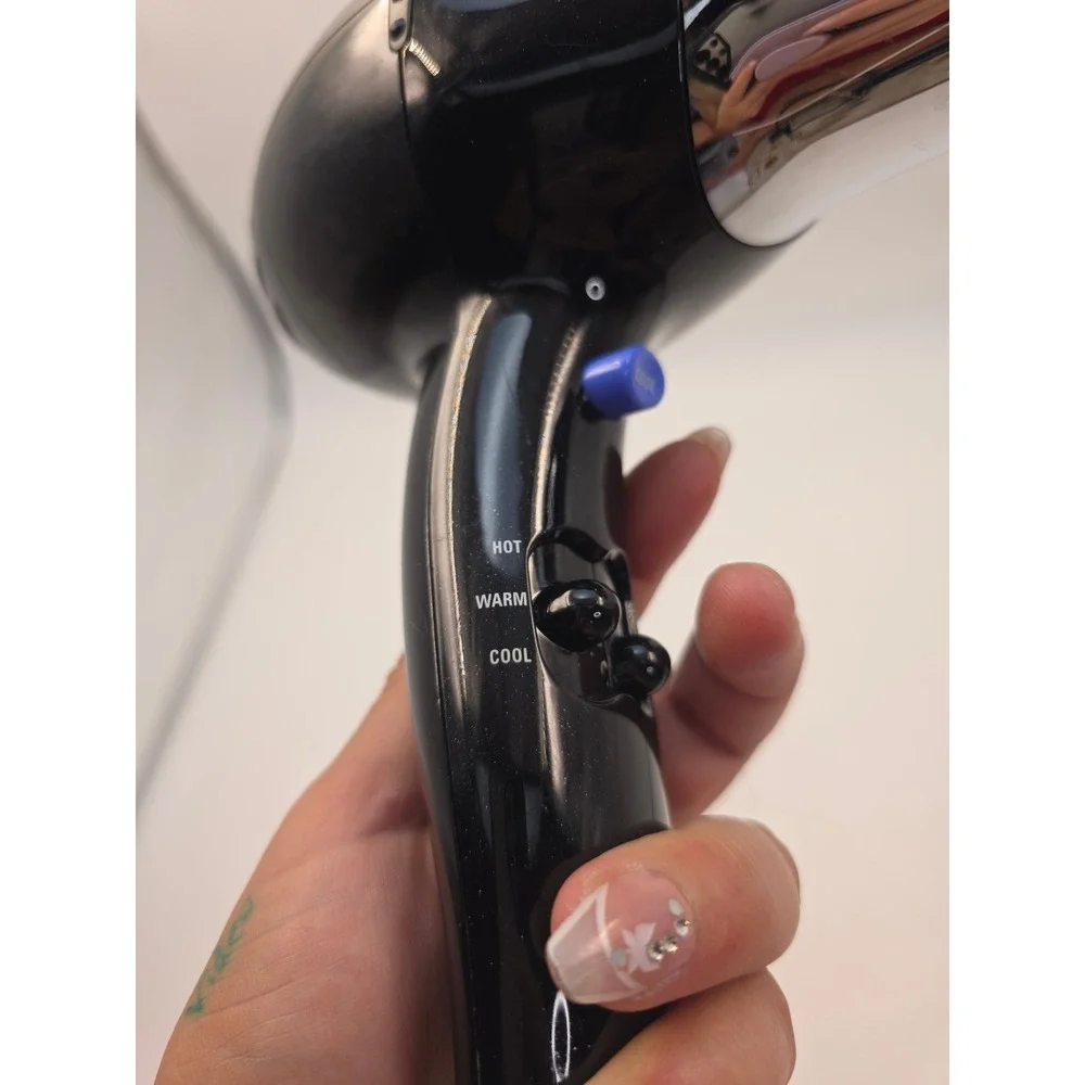 Conair 1875 Watt Hair Dryer Black Chrome Model 256X Heat Speed Settings